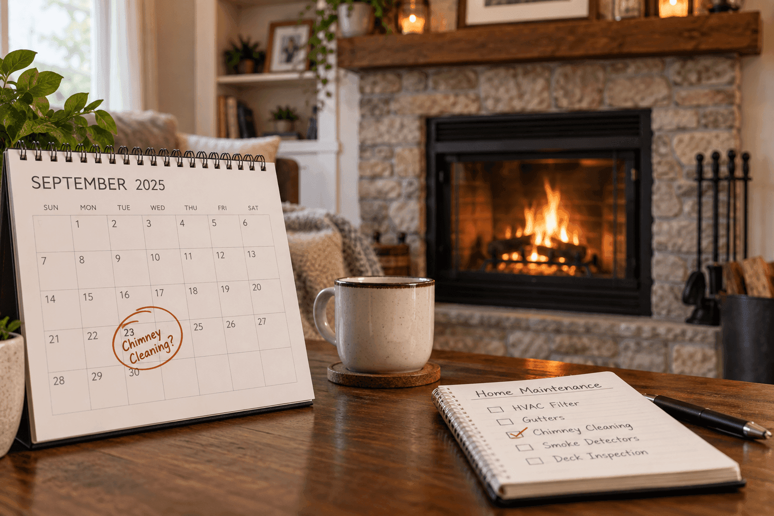Calendar reminder for annual chimney cleaning