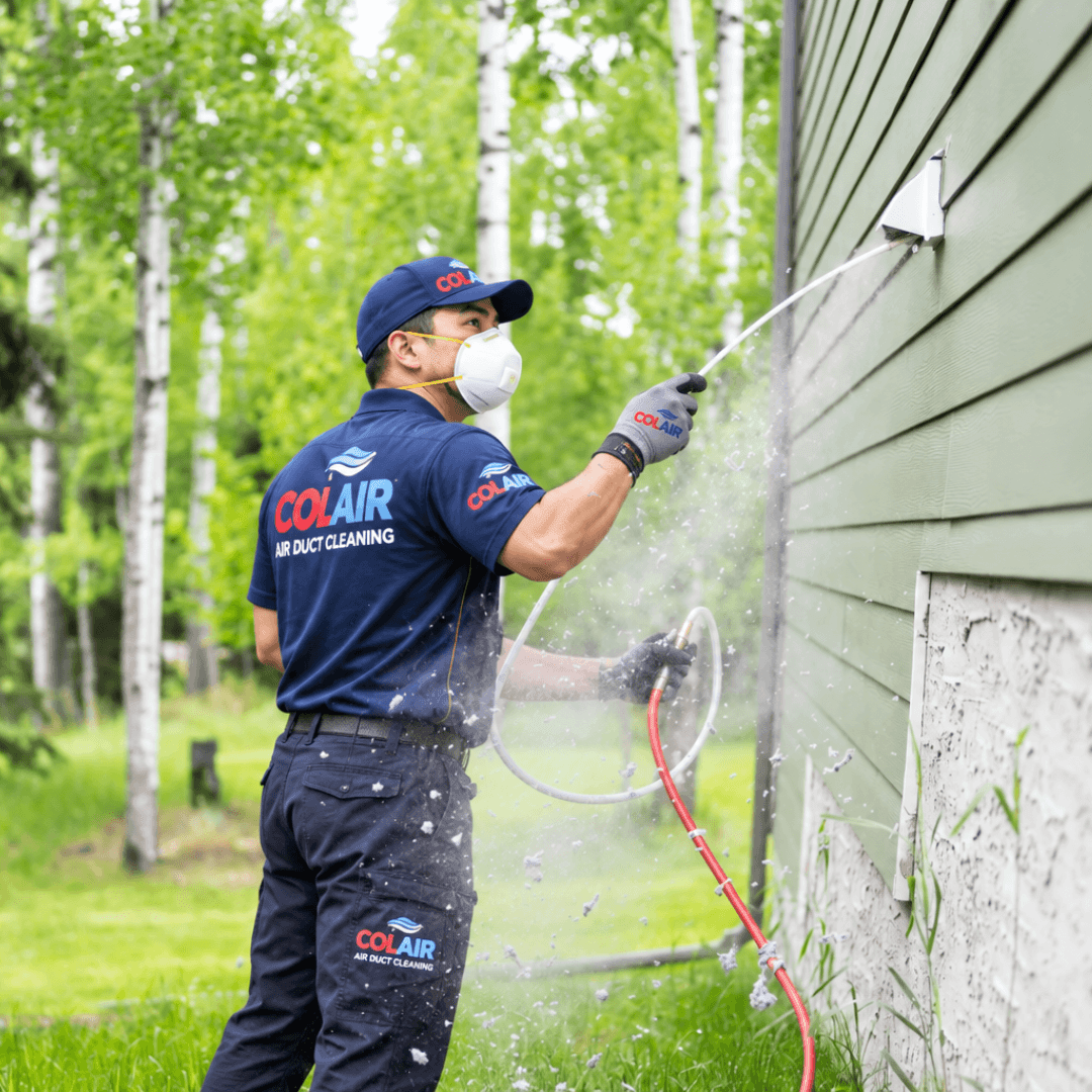 Technician cleaning a dryer vent in an Ottawa home