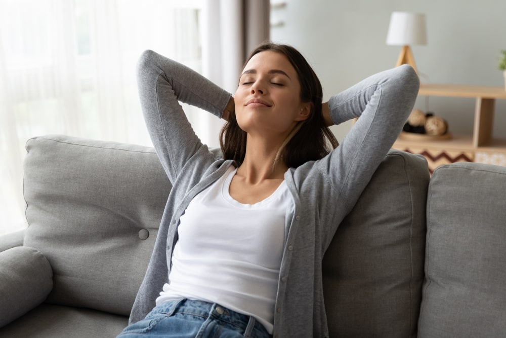woman breathing clean air