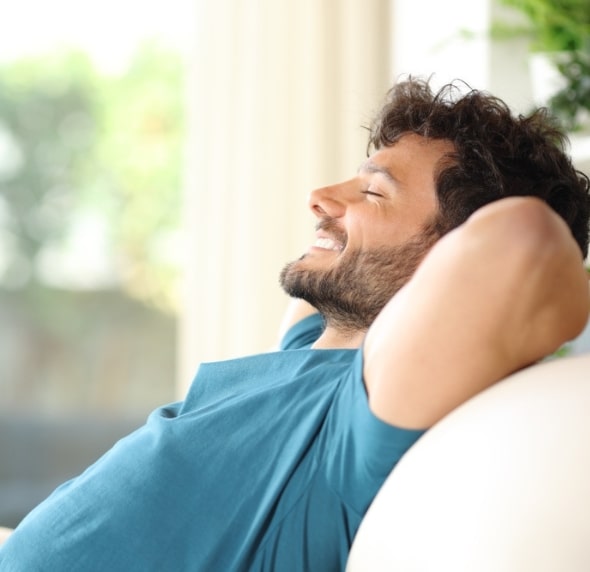 man breathing