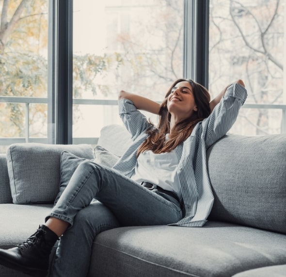 woman breathing
